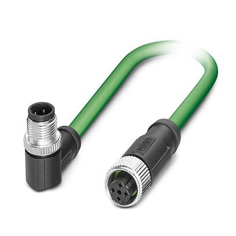 Phoenix Contact, 2 m Cat5 Ethernet Cable, Green M12 to Male M12 Female Polyurethane Sheath, Shielded