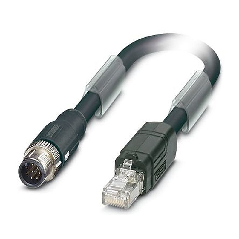 Phoenix Contact M12, RJ45, 1.5 m Ethernet Cable, Black Screened Polyvinyl Chloride Sheath