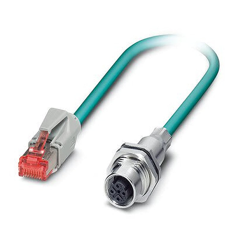 Phoenix Contact, 400 mm Cat5 Cat5 Cable, Blue RJ45 to Female M12 Male Polyurethane Sheath, SF/UTP
