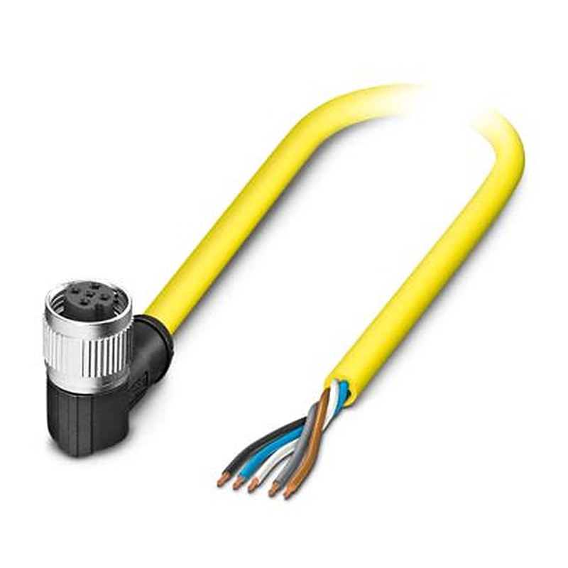 Phoenix Contact 5 way Free Cable End to Female 5 way Angled Socket M12 Sensor Actuator Cable, 15 m