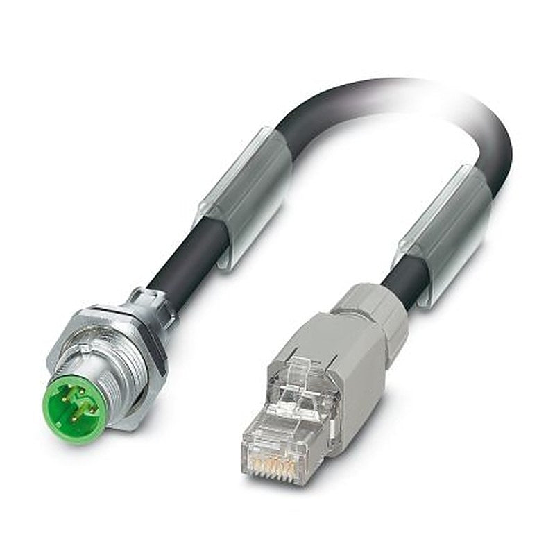 Phoenix Contact M12, RJ45, 1 m Ethernet Cable, Black Screened PEX Sheath