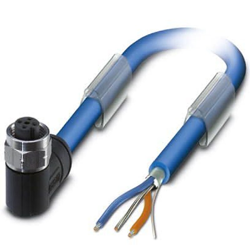 Phoenix Contact Female 3 way M12, Right Angle to Male Angled Socket M8 Bus Cable, 5 m