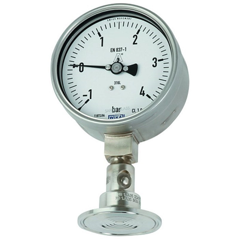 WIKA DN 32 Clamp Pressure Gauge, 100 mm, 10 bar