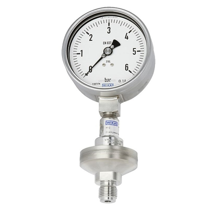 WIKA 1/2 in NPT Threaded Pressure Gauge, 100 mm, 6 bar