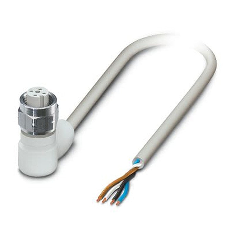 Phoenix Contact 4 way Free Cable End to Female 4 way Angled Socket M12 Sensor Actuator Cable, 5 m