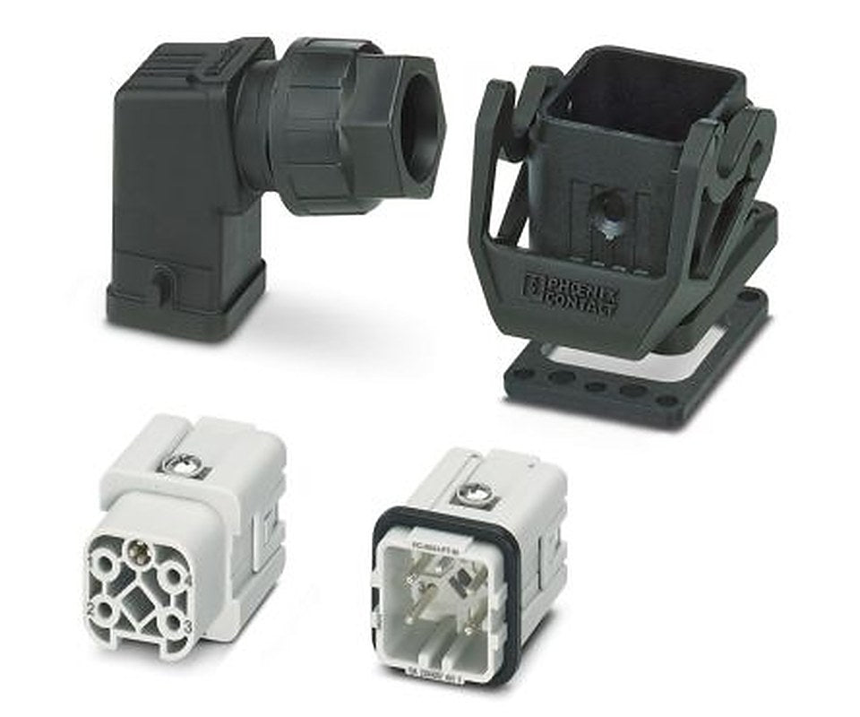 Phoenix Contact kit contents: 2 Housing, 2 Contact Insert, HC-STA, Heavy Duty Power Connector Kit, 4 Way, 10A