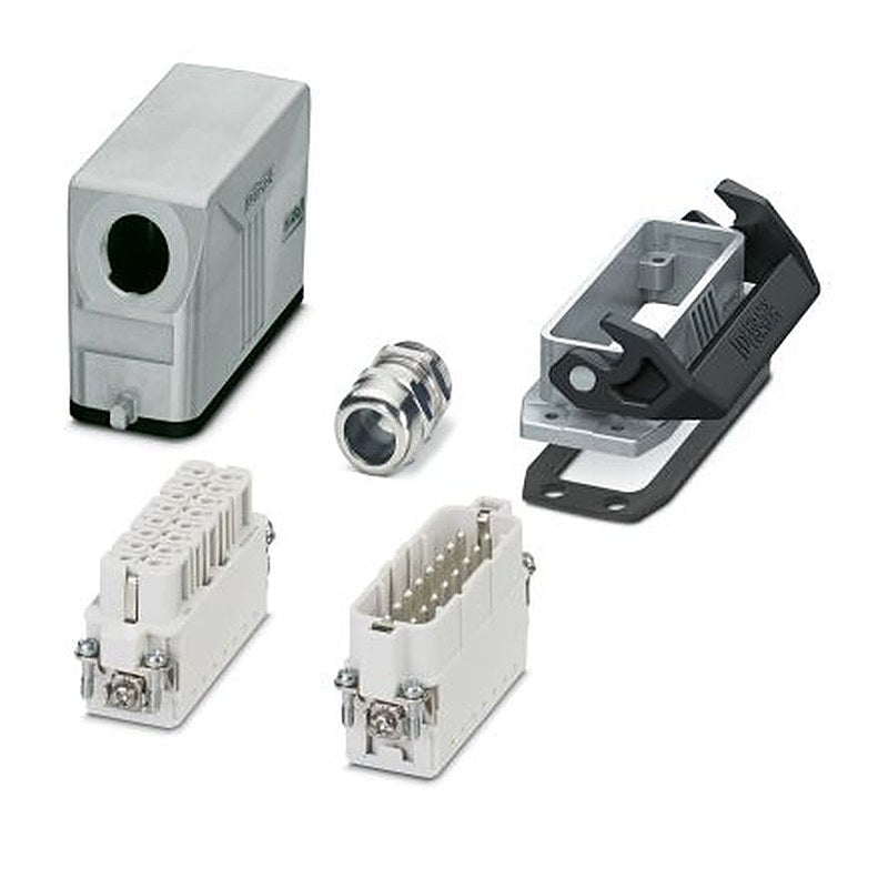 Phoenix Contact kit contents: 2 Contact Insert, Cable Gland, 2 Housing, HC-STA, Heavy Duty Power Connector Kit, 16 Way,