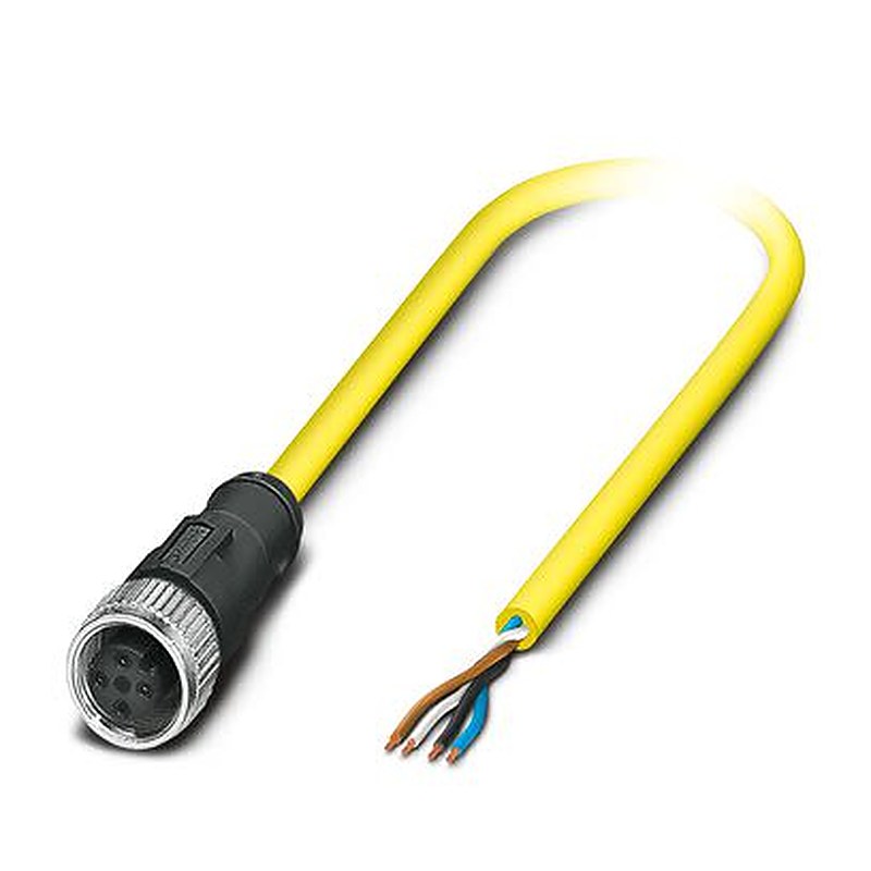 Phoenix Contact Free Cable End to Female 4 way M12, M12, Straight, Straight Sensor Actuator Cable, 5 m