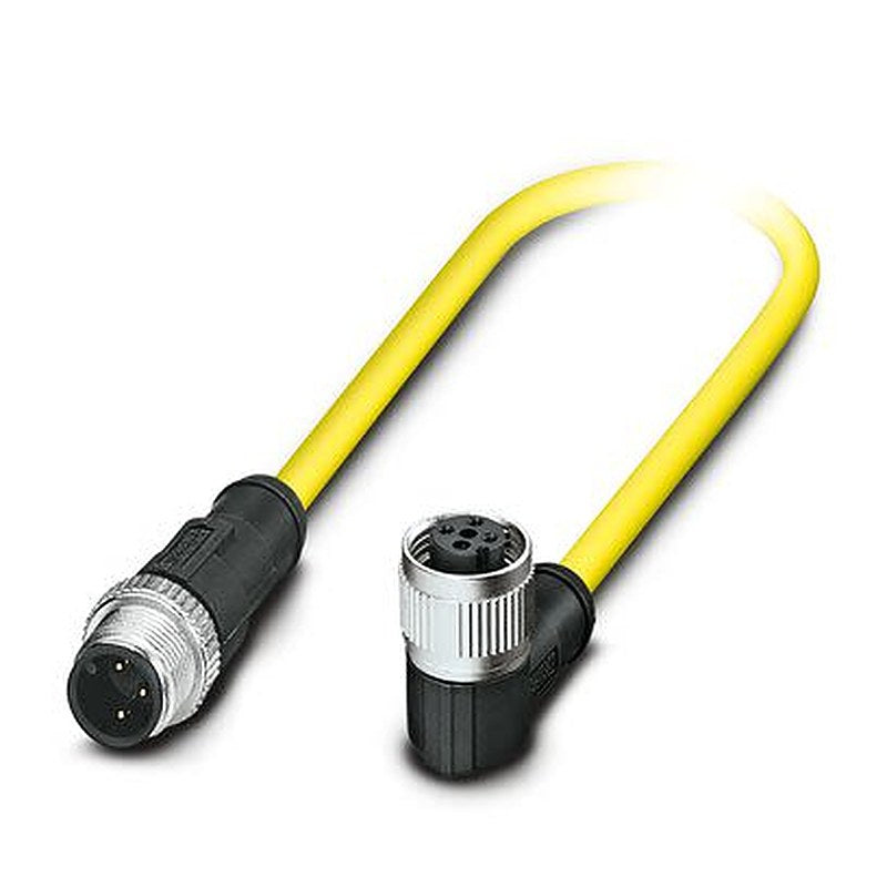 Phoenix Contact Male 3 way M12, M12, Straight, Straight to Female 3 way Angled Socket M12, Angled Socket M12 Sensor
