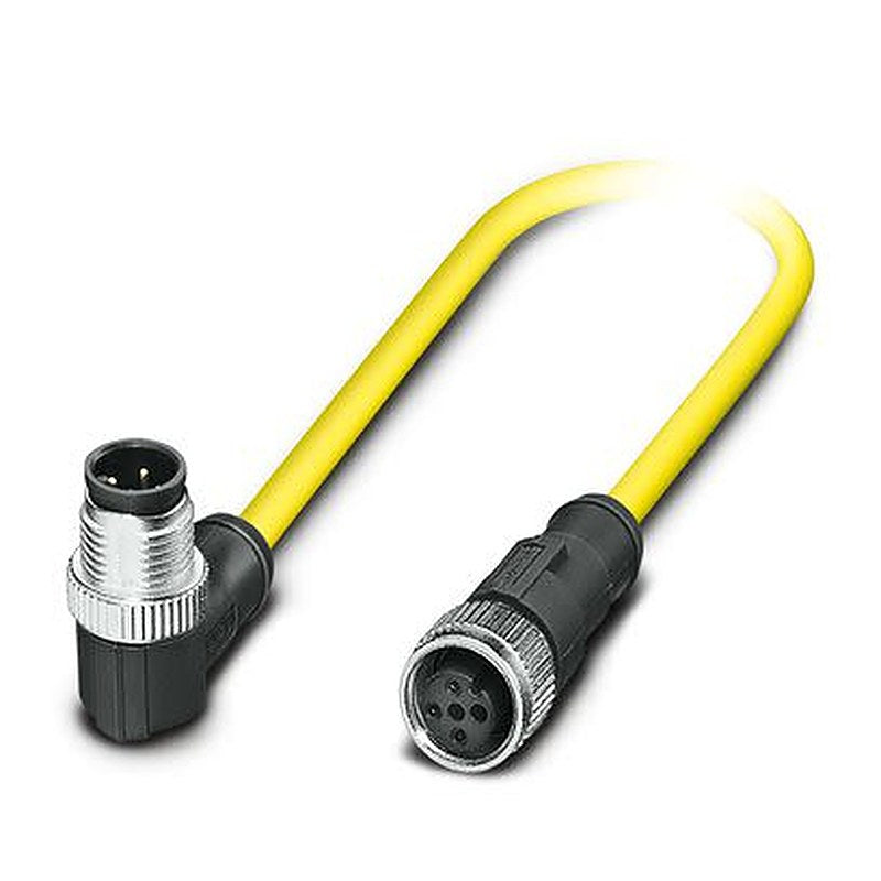 Phoenix Contact Male 3 way M12, M12, Right Angle, Straight to Female 3 way Straight Socket M12 Actuator/Sensor Cable,