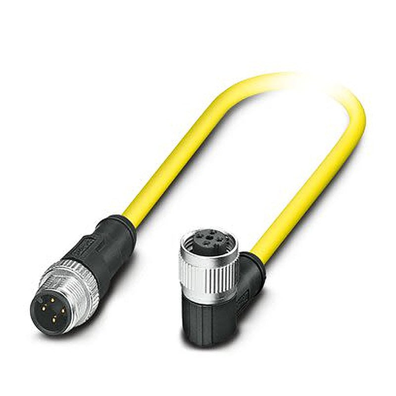 Phoenix Contact Male 4 way M12, M12, Straight, Straight to Female 4 way Angled Socket M12, Angled Socket M12