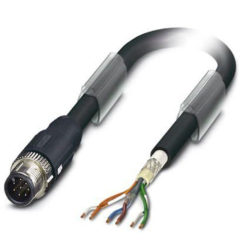 Phoenix Contact Male 6 way M12, Straight to Straight Socket M8 Bus Cable, 2 m