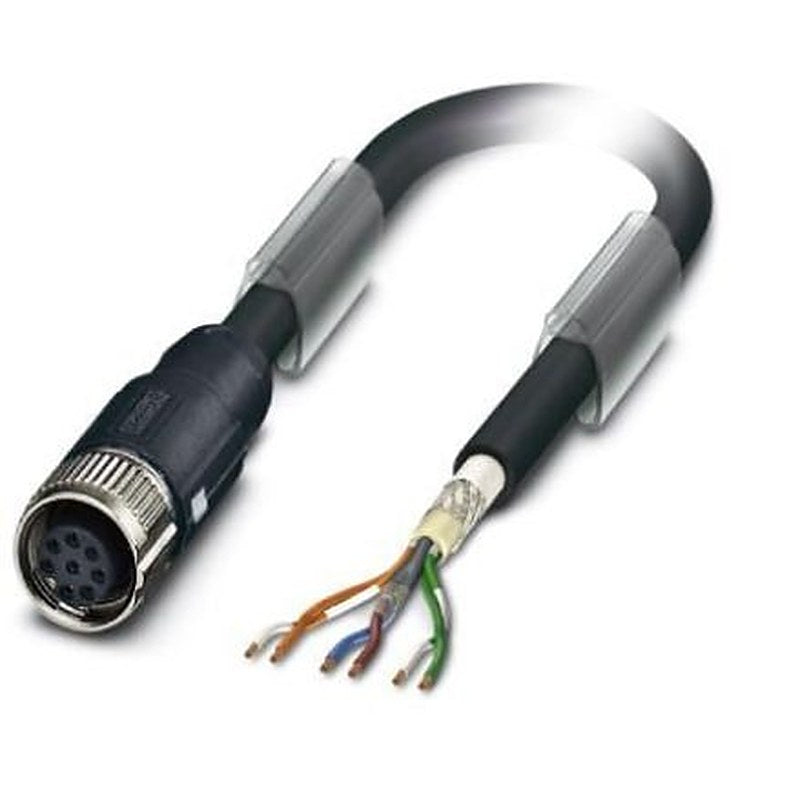 Phoenix Contact Female 6 way M12, Straight to Male Free End Bus Cable, 15 m