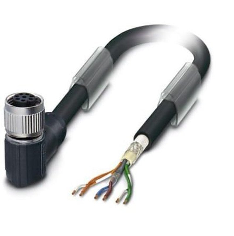 Phoenix Contact Female 6 way M12, Right Angle to Female Free End Bus Cable, 10 m