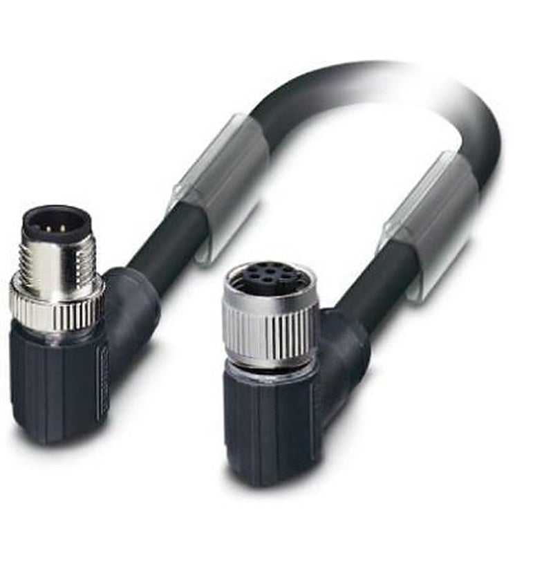 Phoenix Contact Male 6 way M12, Right Angle to Female 6 way M12 Bus Cable, 2 m