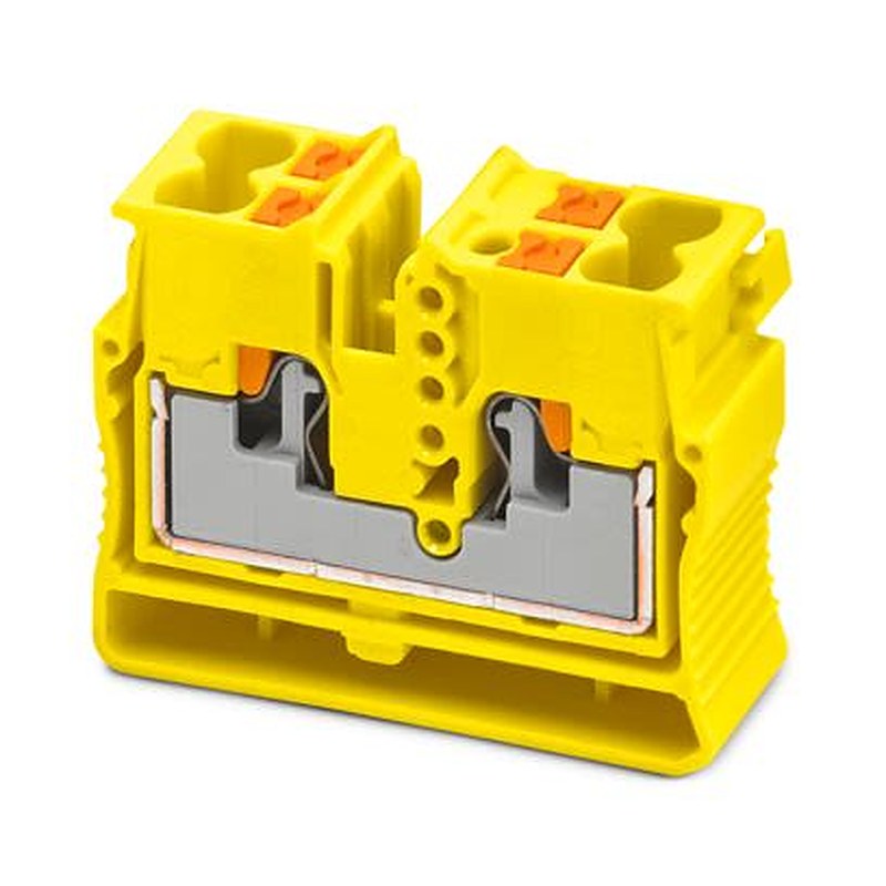 Phoenix Contact 1429434 MPTD Series Feed Through Terminal Block Yellow, 2.5mm², 1-Level, Push-in, IECEx, ATEX