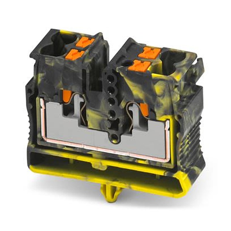 Phoenix Contact 1429443 MPTD Series DIN Rail Terminal Block Black, Yellow, 2.5mm², 1-Level, Push-in