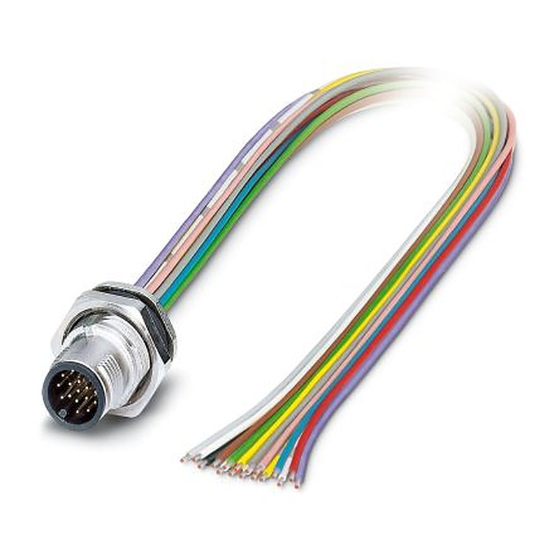 Phoenix Contact Male 17 way M12 to 17 way Free Cable End Sensor Actuator Cable, 500 mm