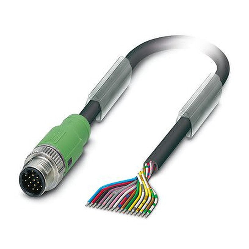 Phoenix Contact Male 17 way Straight Plug M12 SPEEDCON to M12, Straight, Unterminated Actuator/Sensor Cable, 1.5 m