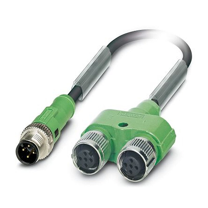 Phoenix Contact Male 4 way M12 to Female 4 way M12 x 2 Sensor Actuator Cable, 600 mm