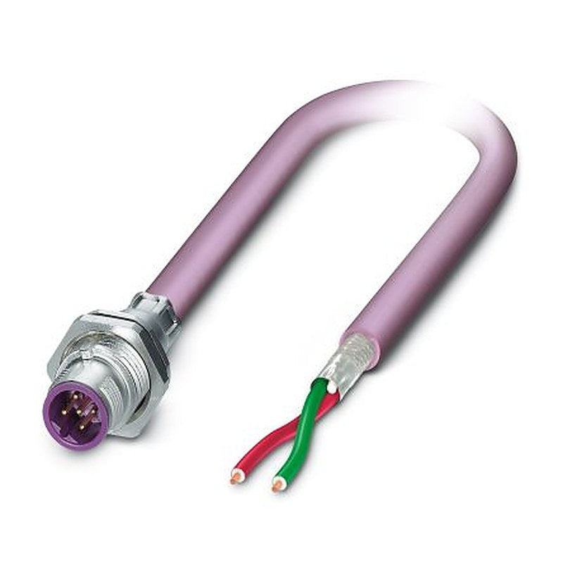 Phoenix Contact Male 2 way M12 to 2 way Free Cable End Bus Cable, 500 mm