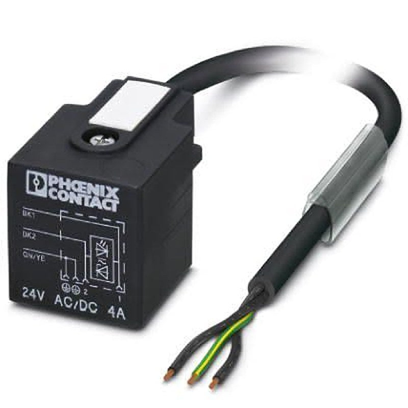Phoenix Contact 3 way DIN 43650 Form A to Valve Connector Sensor Actuator Cable, 10 m