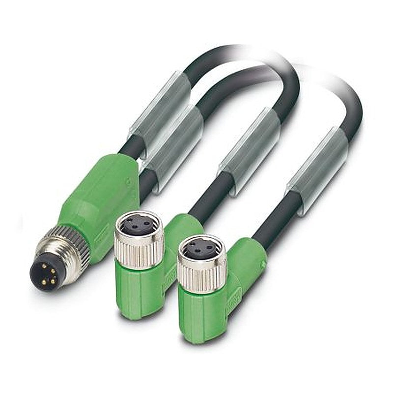Phoenix Contact Male 3 way M8, Straight to Female 3 way Angled Socket M8 Sensor Actuator Cable, 3 m
