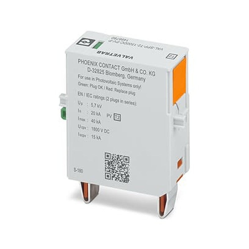 Phoenix Contact, VAL-SPP Surge Protection Plug 1800V dc Maximum Voltage Rating 40 kA Maximum Surge Current Surge