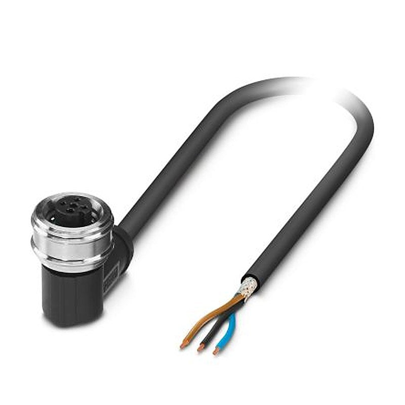 Phoenix Contact 3 way Free Cable End to Female 3 way Angled Socket M12 Sensor Actuator Cable, 10 m
