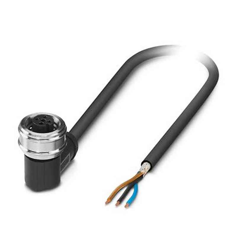 Phoenix Contact 3 way Free Cable End to Female 3 way Angled Socket M12 Sensor Actuator Cable, 3 m