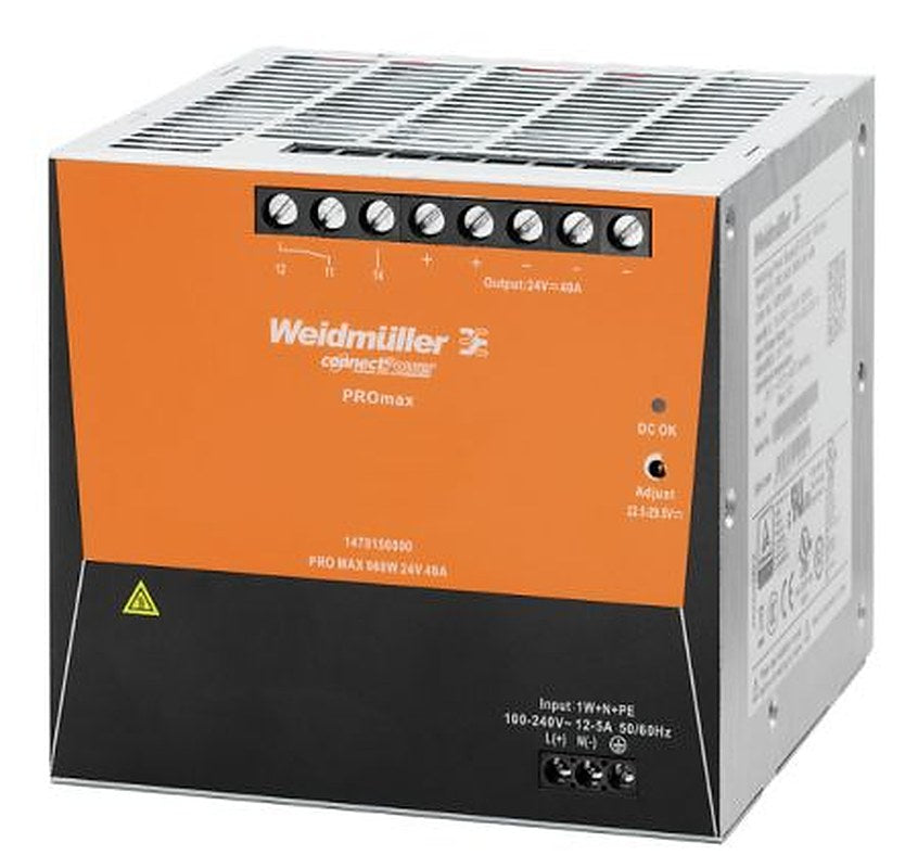 Weidmüller PRO Max Switched Mode DIN Rail Power Supply 370 V dc, 277V ac AC/DC Input 28V dc, 40 A Output DC 960 W
