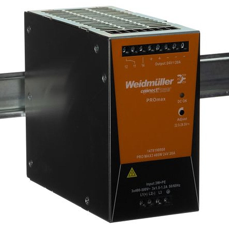 Weidmüller PRO Max Switched Mode DIN Rail Power Supply 800 V dc, 575V ac AC/DC Input 28V dc, 20 A Output DC 480 W