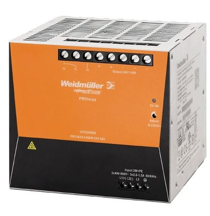 Weidmüller PRO Max Switched Mode DIN Rail Power Supply 800 V dc, 575V ac AC/DC Input 28V dc, 40 A Output DC 960 W