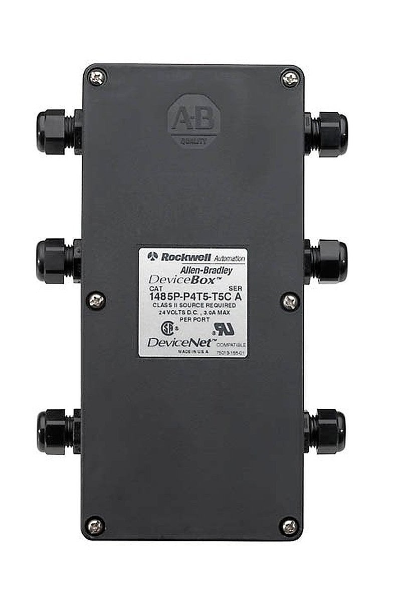 1485 DeviceNet Connectors and DevicePorts, DeviceBox, Thin Round Media, Cable Gland/Terminal Strip, 2 Port, Standard , Passive , No Connector, Cable Gland/Terminal Strip