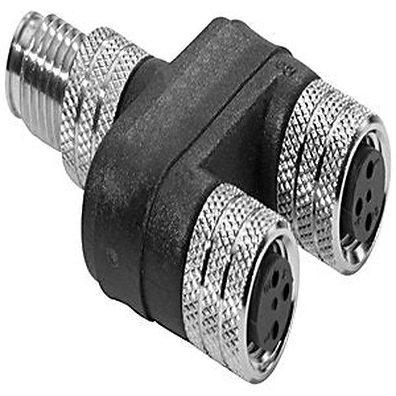 Splitter - Two 5-pin female DC Micro to one 5-pin DC Micro, Tap-Style Wiring, Stainless Steel Connectors, Stainless Steel, Standard