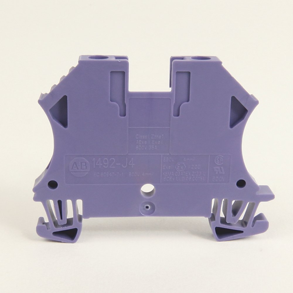 1492-J IEC Terminal Block, One-Circuit Feed-Through Block, 4 mm (# 22 AWG - # 10 AWG) or 2.5 mm (# 22 AWG - # 12 AWG), Standard Feedthrough, Red,