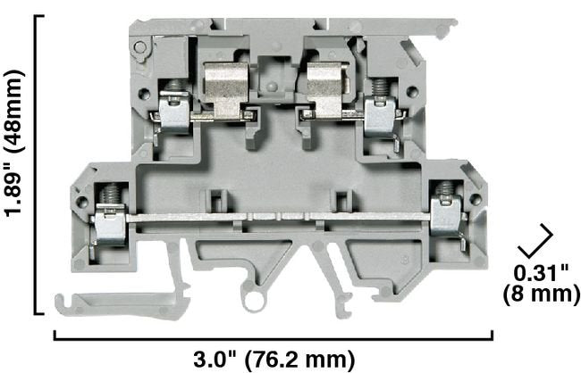 1492-J IEC Terminal Block, Two-Level Block, 2.5 mm (# 22 AWG - # 12 AWG), Hinged-arm fuse circuit, Gray (Standard), 60-150V AC/DC
