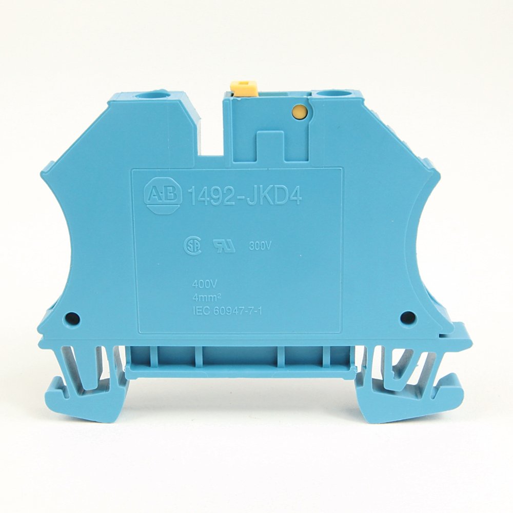 1492-J IEC Terminal Block, Knife Disconnect Feed-Through, 4 mm (# 30 AWG - # 10 AWG), 2 Connection points on each side, Gray (Standard),