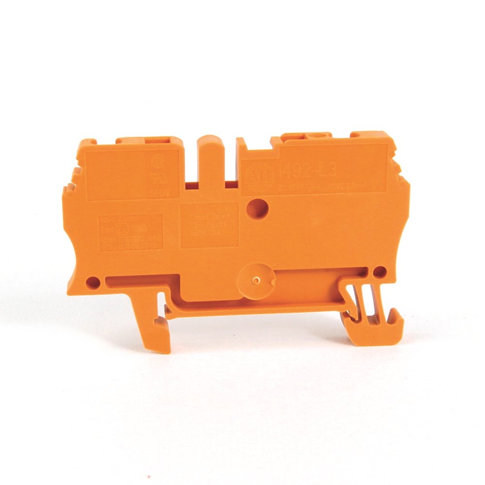 Spring Clamp Terminal Block,One-Circuit Feed-Through Block,2.5mm² (# 30 AWG - # 12 AWG),Standard Feedthrough,Orange,
