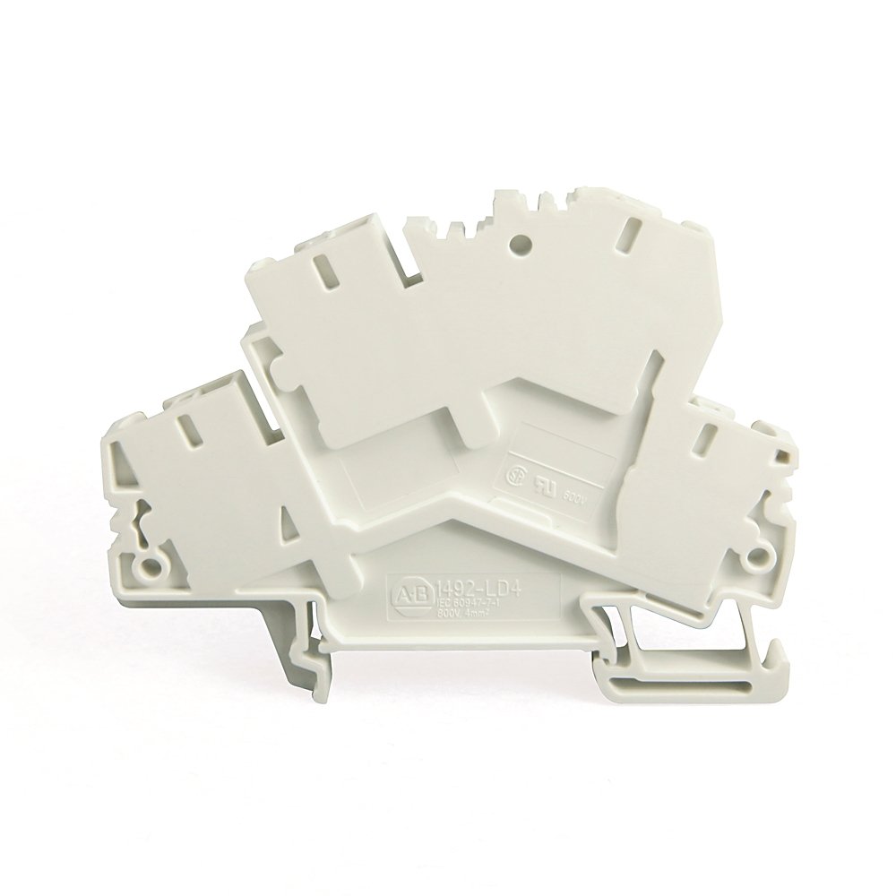 Spring Clamp Terminal Block,Two-Circuit Feed-Through Block,4 mm (# 22 AWG - # 10 AWG) or 2.5 mm (# 22 AWG - # 12 AWG),Standard Feedthrough,Red,