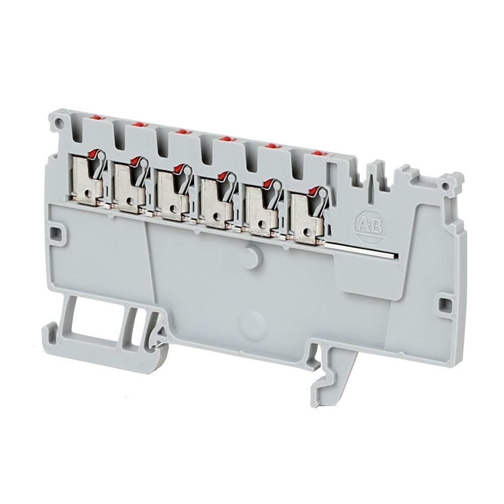 1492-P Push-in Terminal Blocks , 1.5 mm² ( AWG 26 - AWG 14),13 A , Control Power Distribution Block , End Block ,6 Points Red