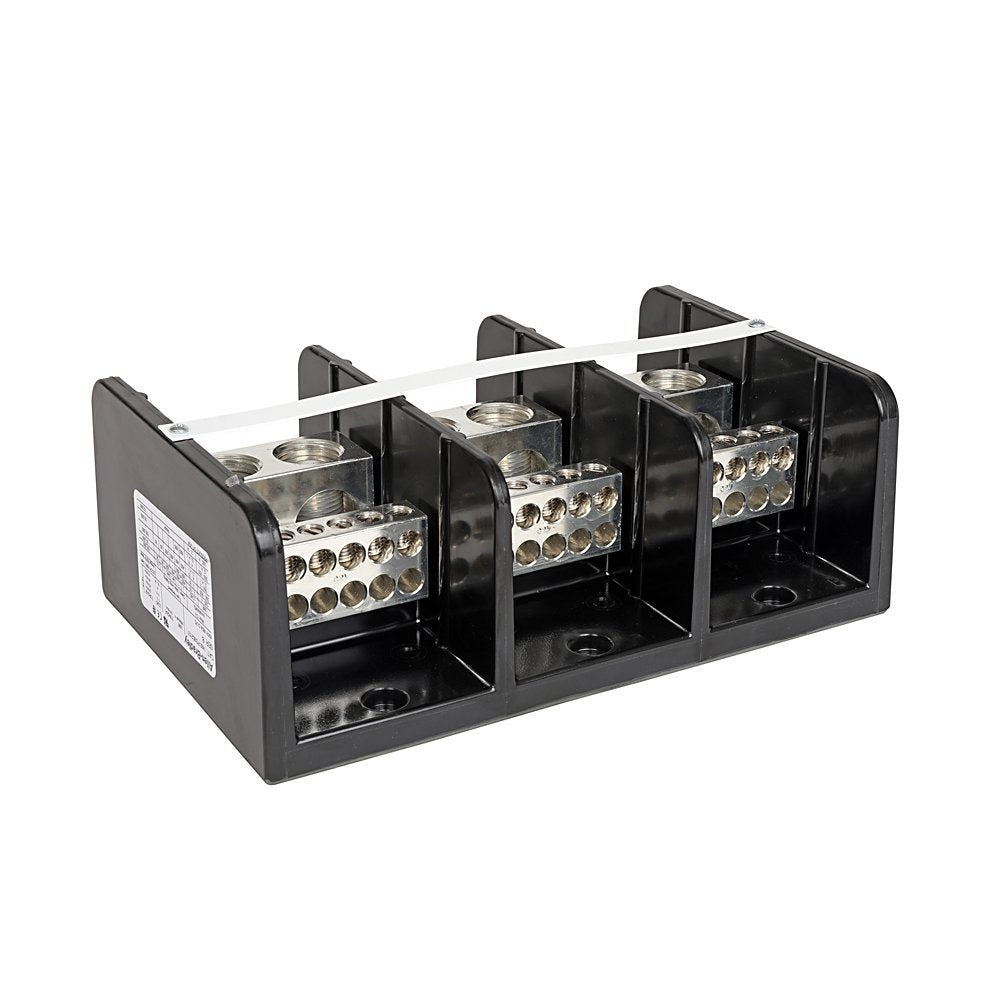 1492 Power Block, Copper Connector Block, 3-Pole, Copper, 2 Openings Line Side, 12 Openings Load Side, 760 Amps