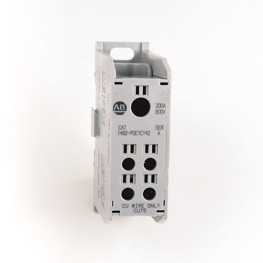 1492 Enclosed Power Distribution Block, 1-Pole, Copper, 1 Opening Line Side, 4 Openings Load Side, 200 Amps
