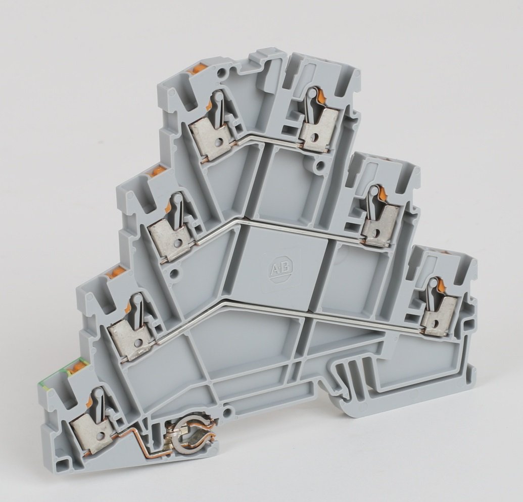 1492-P Push-in Terminal Blocks , 2.5 mm² (AWG 28 - AWG 12),20 A , Feed-Through & Grounding Block , Multi-Level ,7 Points - Single Ground Connection on Lowest Level