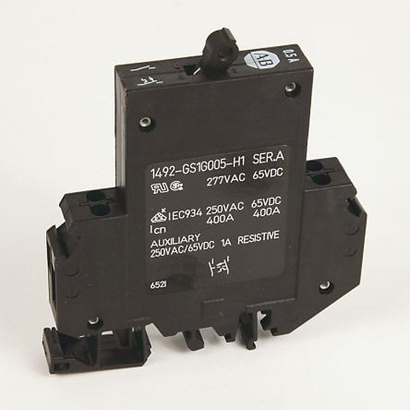 Allen Bradley 1492-GS 1492-GS Miniature Circuit Breaker, 1-Pole, 500mA, Type G, 240V ac AC, 62.5 V dc DC, 15 kA Breaking