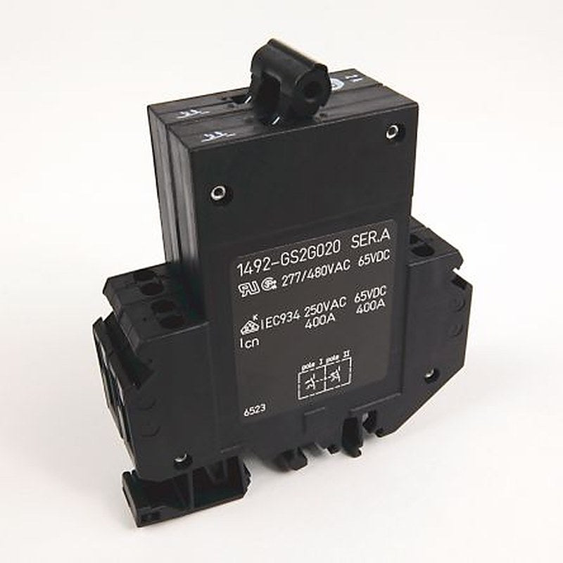 Allen Bradley 1492-GS 1492-GS Miniature Circuit Breaker, 2-Pole, 10A, Type G, 240V ac AC, 62.5 V dc DC, 15 kA Breaking