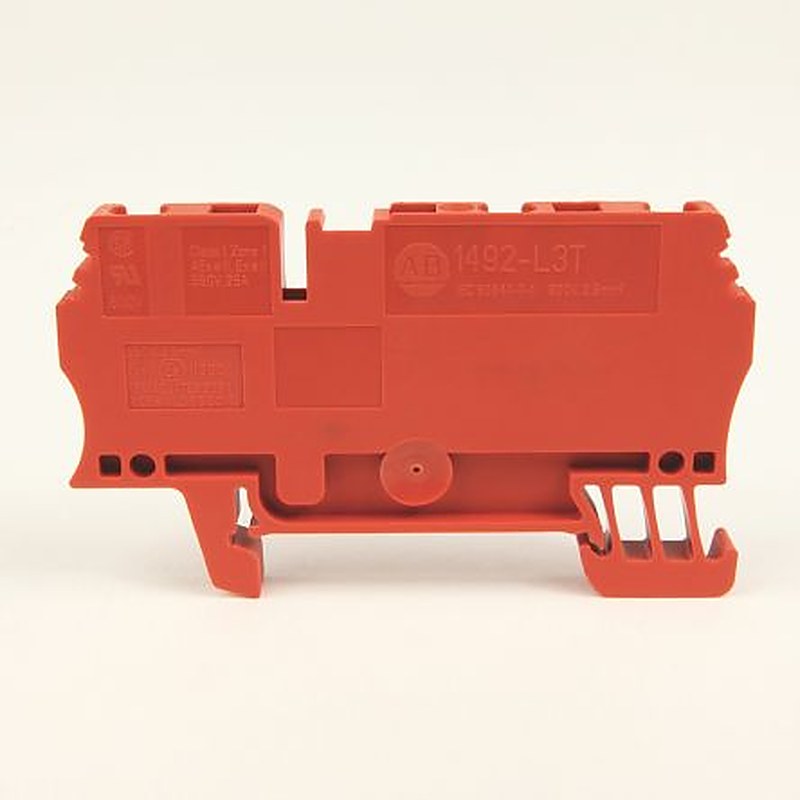 Allen Bradley 1492-L3T-RE 1492 Series DIN Rail Terminal Block Red, 2.5mm², Spring Clamp, IECEx/ATEX