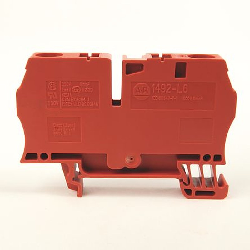 Allen Bradley 1492-L6-RE 1492 Series DIN Rail Terminal Block Red, 6mm², Spring Clamp, IECEx/ATEX