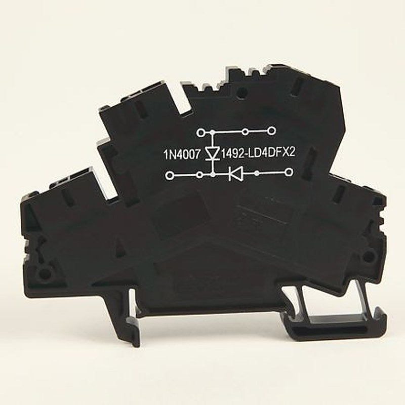 Allen Bradley 1492-LD4DF 1492 Series DIN Rail Terminal Block Black, 4mm², Spring Clamp