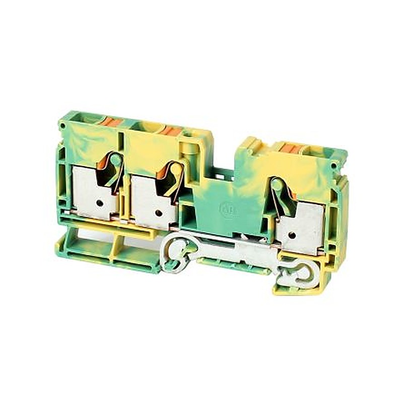 Allen Bradley 1492-PG10T 1492-P Series Feed Through Terminal Block Green, Yellow, 10mm², 1-Level, Push-in